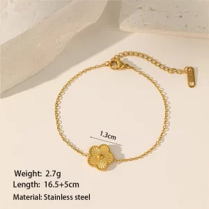 2PCS Solid color Plated Stainless Steel Necklace Woman Five Leaf Petals Double Sided Necklaces for Women Pendant Flower Jewelry